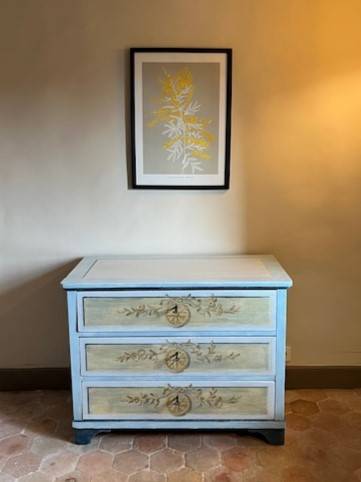 Restauration-commode-ancienne-peinte-décors-trompe-œil
